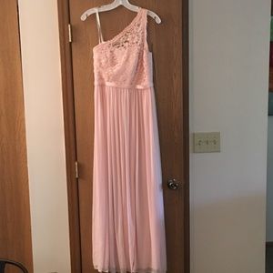 Long One Shoulder Lace Bridesmaid Dress